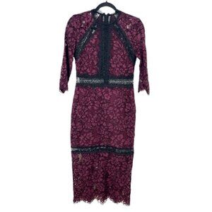 Alexis Marisa Lace Midi Dress Burgundy / Black Size Small Pre-Loved
